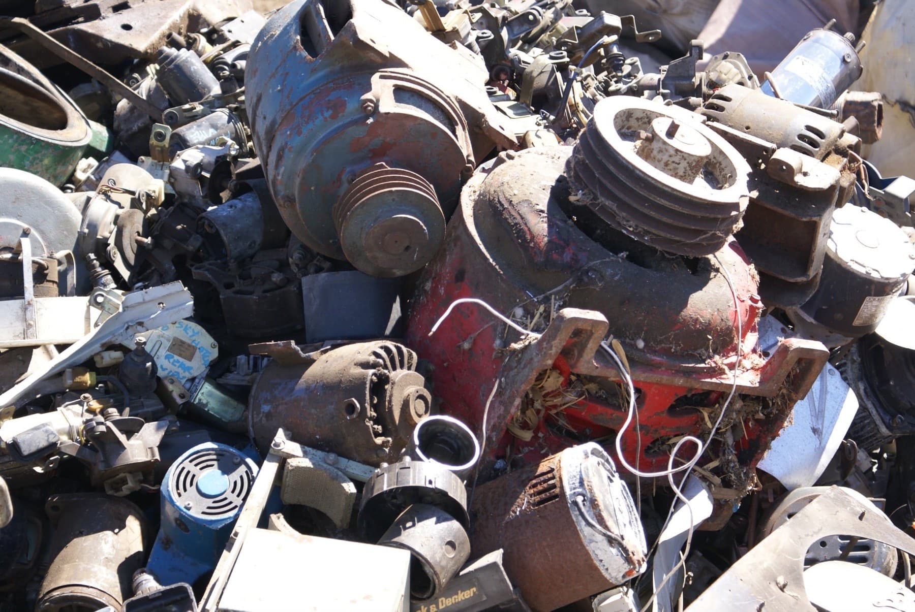 Scrap electric motors at the Perth Metal Recyclers yard