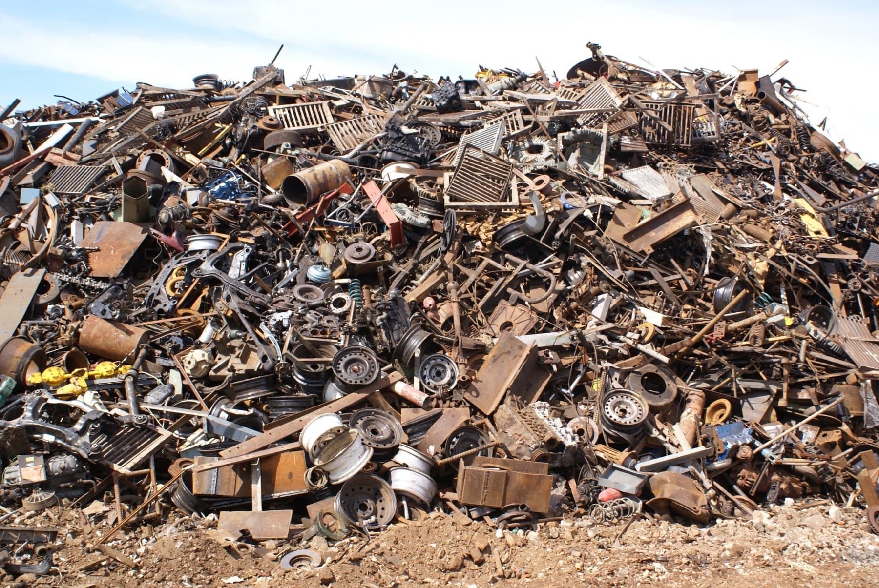 Large pile of mixed ferrous scrap metal at the Perth Metal Recyclers yard